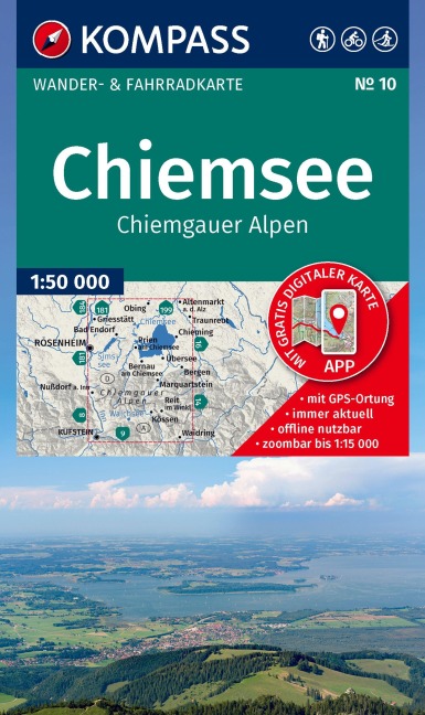 KOMPASS Wanderkarte 10 Chiemsee, Chiemgauer Alpen 1:50.000 - 