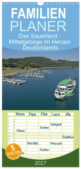 Familienplaner 2027 - Das Sauerland - Mittelgebirge im Herzen Deutschlands mit 5 Spalten (Wandkalender, 21 x 45 cm) CALVENDO - Siegfried Kuttig
