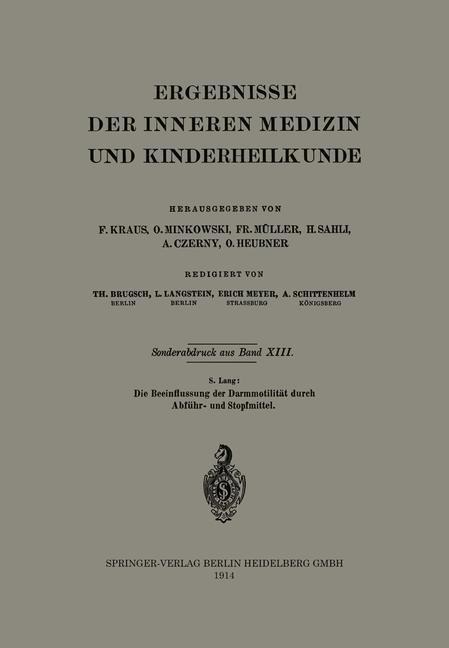 Die Beeinflussung der Darmmotilität durch Abführ- und Stopfmittel - S. Lang