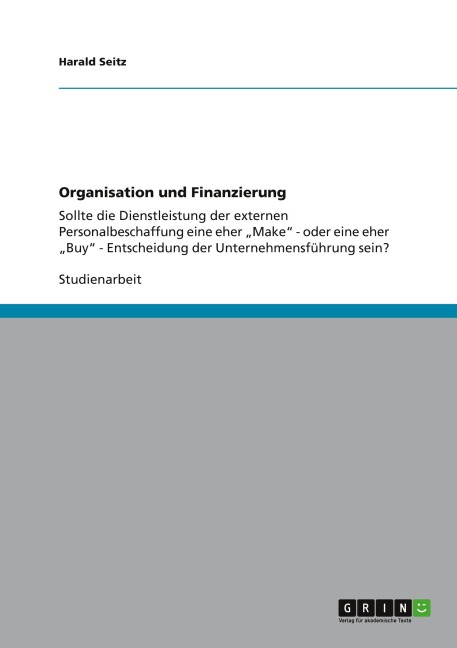 Organisation und Finanzierung - Harald Seitz