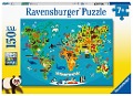 Cover-Bild zum Titel 'Ravensburger Kinderpuzzle - Tierische Weltkarte - 150 Teile Puzzle für Kinder ab 7 Jahren' von ''