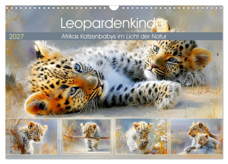 Leopardenkinder. Afrikas Katzenbabys im Licht der Natur (Wandkalender 2027 DIN A3 quer), CALVENDO Monatskalender - Rose Hurley