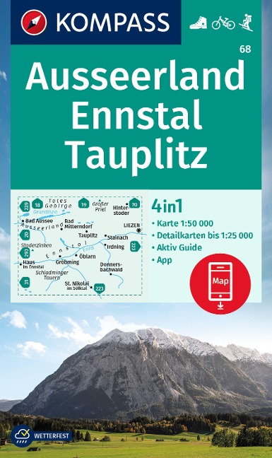 KOMPASS Wanderkarte 68 Ausseerland, Ennstal, Tauplitz 1:50.000 - 