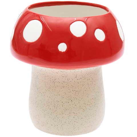Keramik Vase Fliegenpilz,Ø 14,5 cm, H 15 cm - 