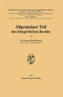 Allgemeiner Teil des bürgerlichen Rechts - Franz Gschnitzer