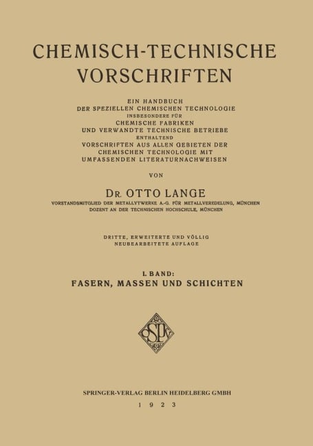 Chemisch-Technische Vorschriften - Otto Lange