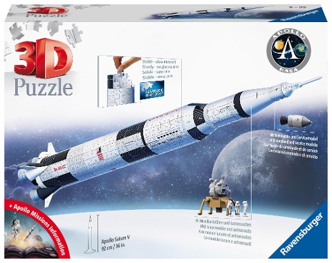 Ravensburger 3D Puzzle 11545 - Apollo Saturn V Rakete - zum Zusammenbauen und Erkunden - Für alle Weltraum Fans ab 8 Jahren - 