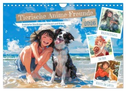 Cover-Bild zum Titel 'Tierische Anime-Freunde - Fröhliche Streifzüge mit Hund und Katze (Wandkalender 2026 DIN A4 quer), CALVENDO Monatskalender' von 'Anja Frost'