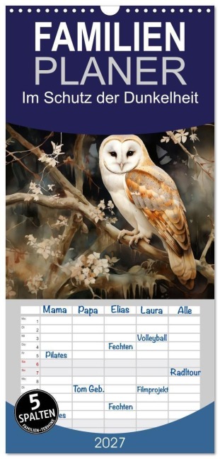 Familienplaner 2027 - Im Schutz der Dunkelheit mit 5 Spalten (Wandkalender, 21 x 45 cm) CALVENDO - Daniela Tapper