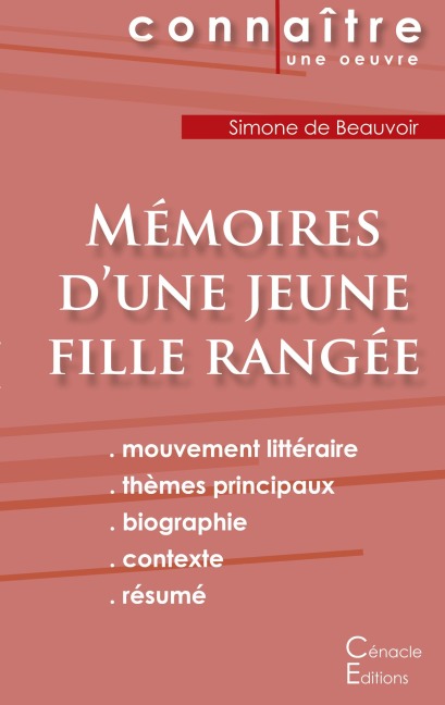 Fiche de lecture Mémoires d'une jeune fille rangée de Simone de Beauvoir (Analyse littéraire de référence et résumé complet) - Simone de Beauvoir