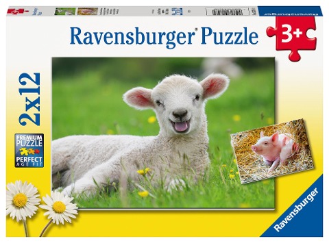 Ravensburger Kinderpuzzle - 05718 Unsere Bauernhoftiere - 2x12 Teile Puzzle für Kinder ab 3 Jahren - 