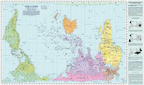 Carte du Monde, Conforme à la surface reelle, Projektion Peters, Echelle de surface 1:635500000 Millions - 
