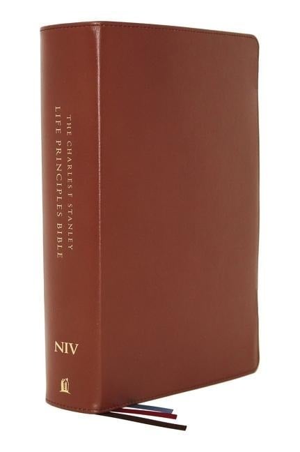 Niv, Charles F. Stanley Life Principles Bible, 2nd Edition, Genuine Leather, Brown, Thumb Indexed, Comfort Print - Thomas Nelson