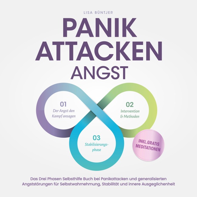 Panikattacken Angst: Das Drei Phasen Selbsthilfe Buch bei Panikattacken und generalisierten Angststörungen für mehr Skalierung, Selbstwahrnehmung und Stabilität - inkl. Meditationsaudio und Rezepten - Lisa Büntjer