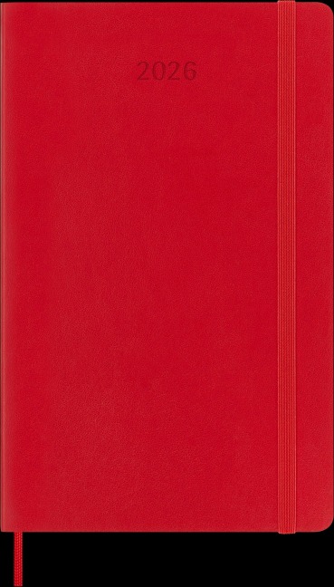 Moleskine 12 Monate Wochen Notizkalender 2026, Large/A5, 1 Wo = 1 Seite, rechts linierte Seite, Weicher Einband, Scharlachrot - 