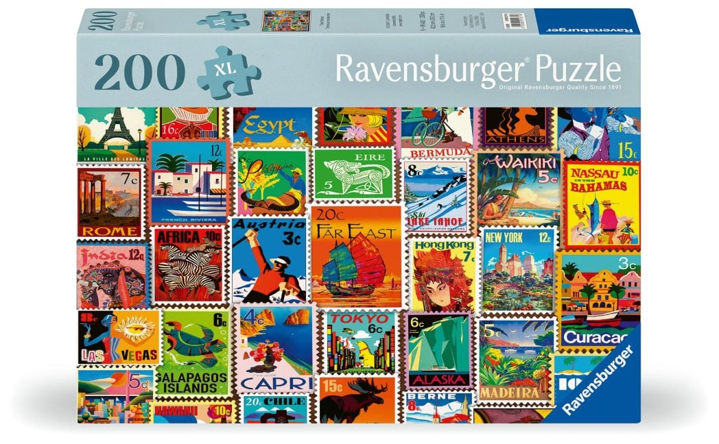 Feel Well & Puzzle - Briefmarken - Erwachsenenpuzzle mit 200 XL-Teilen und extra Bildvorlage - 