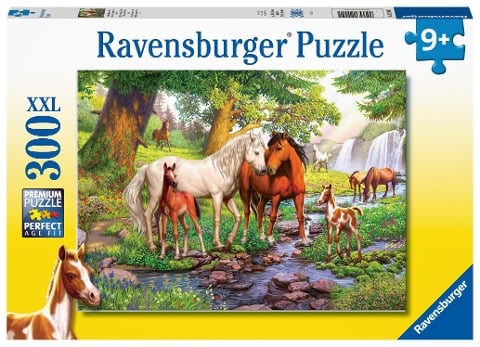 Ravensburger Kinderpuzzle - 12904 Wildpferde am Fluss - Pferde-Puzzle für Kinder ab 9 Jahren, mit 300 Teilen im XXL-Format - 