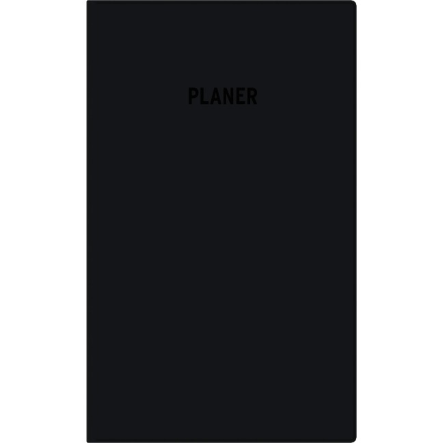 Taschenplaner Leporello PVC schwarz 2026 - Bürokalender 9,5x16 cm - 1 Monat auf 2 Seiten - separates Adressheft - faltbar - Notizheft - 510-1020 - 