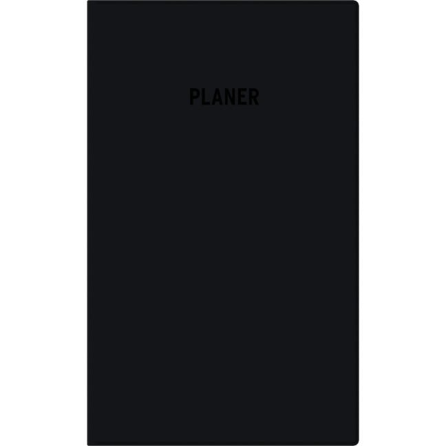 Taschenplaner Leporello PVC schwarz 2026 - Bürokalender 9,5x16 cm - 1 Monat auf 2 Seiten - separates Adressheft - faltbar - Notizheft - 510-1020 - 