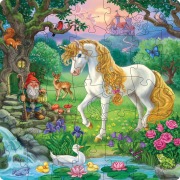 Cover-Bild zum Titel 'Kinderpuzzle 44 Teile - Märchenhaftes Einhorn' von ''