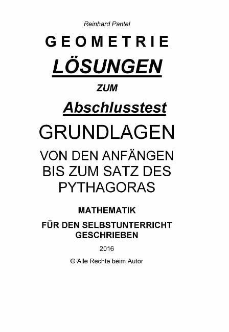 GEOMETRIE - LÖSUNGEN zum Abschlusstest - Reinhard Pantel