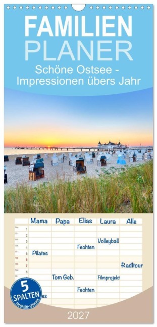 Familienplaner 2027 - Schöne Ostsee - Impressionen übers Jahr mit 5 Spalten (Wandkalender, 21 x 45 cm) CALVENDO - Stefan Dinse