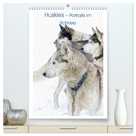 Huskies - Portraits im Schnee (hochwertiger Premium Wandkalender 2024 DIN A2 hoch), Kunstdruck in Hochglanz - Liselotte Brunner Klaus