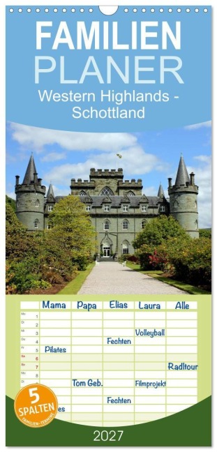Familienplaner 2027 - Western Highlands - Schottland mit 5 Spalten (Wandkalender, 21 x 45 cm) CALVENDO - Sylvia Schwarz