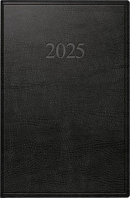 rido/idé 7011054905 Taschenkalender Modell partner/Industrie I (2025)| 2 Seiten = 1 Woche| A7| 224 Seiten| Kunstleder-Einband Prestige| schwarz - 
