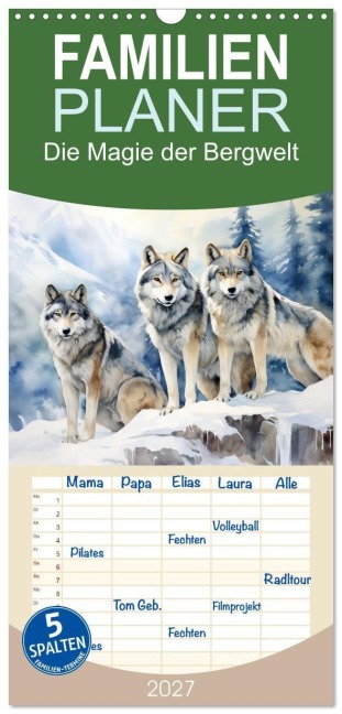 Familienplaner 2027 - Die Magie der Bergwelt mit 5 Spalten (Wandkalender, 21 x 45 cm) CALVENDO - Daniela Tapper