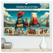 Cover-Bild zum Titel 'Weltenbummler. Hund und Katz auf Reisen (hochwertiger Premium Wandkalender 2027 DIN A2 quer), Kunstdruck in Hochglanz' von 'Rose Hurley'