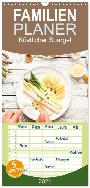 Familienplaner 2026 - Köstlicher Spargel mit 5 Spalten (Wandkalender, 21 x 45 cm) CALVENDO - EflStudioArt EflStudioArt