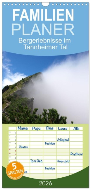 Familienplaner 2026 - Bergerlebnisse im Tannheimer Tal mit 5 Spalten (Wandkalender, 21 x 45 cm) CALVENDO - Ralf Ruppert