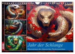Jahr der Schlange - Illustrationen des chinesischen Tierkreiszeichens (Wandkalender 2026 DIN A4 quer), CALVENDO Monatskalender - Anja Frost