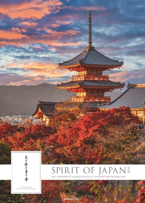 Spirit of Japan 2025 - Bildkalender XXL 50x70 cm - mit japanischer Kalligraphie, inkl. Übersetzung - Landschaftskalender - Wandkalender - Wandplaner - 