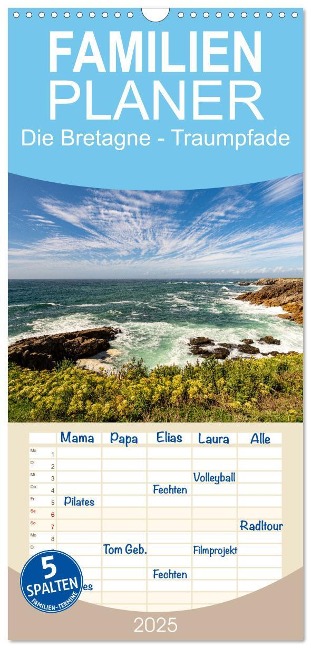 Familienplaner 2025 - Die Bretagne - Traumpfade mit 5 Spalten (Wandkalender, 21 x 45 cm) CALVENDO - Edwin Springer