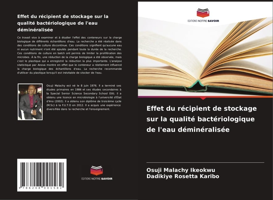 Effet du récipient de stockage sur la qualité bactériologique de l'eau déminéralisée - Osuji Malachy Ikeokwu, Dadikiye Rosetta Karibo