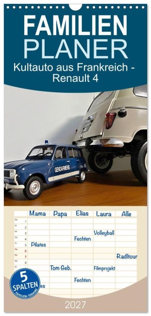 Familienplaner 2027 - Kultauto aus Frankreich - Renault 4 mit 5 Spalten (Wandkalender, 21 x 45 cm) CALVENDO - (C) By Insideportugal