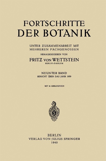 Fortschritte der Botanik - Fritz Von Wettstein