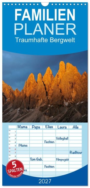 Familienplaner 2027 - Traumhafte Bergwelt Kalender mit 5 Spalten (Wandkalender, 21 x 45 cm) CALVENDO - Michael Kehl