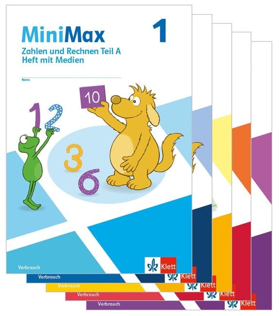 MiniMax 1. Paket Themenhefte mit Medien (5 Hefte: Zahlen und Rechnen A & B, Größen und Sachrechnen, Geometrie, Teste-dich-selbst, Beilage) - Verbrauch Klasse 1 - 