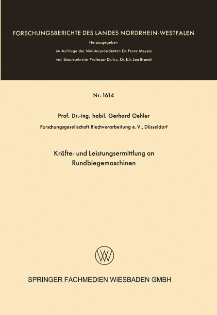 Kräfte- und Leistungsermittlung an Rundbiegemaschinen - Gerhard Oehler