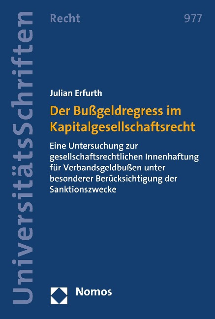 Der Bußgeldregress im Kapitalgesellschaftsrecht - Julian Erfurth
