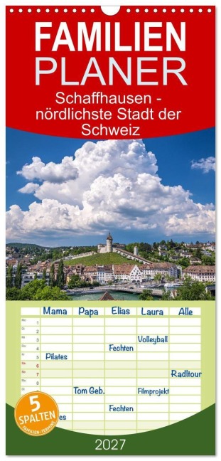 Familienplaner 2027 - Schaffhausen - nördlichste Stadt der Schweiz mit 5 Spalten (Wandkalender, 21 x 45 cm) CALVENDO - Giuseppe Di Domenico