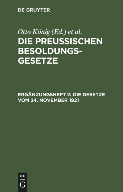 Die Gesetze vom 24. November 1921 - 