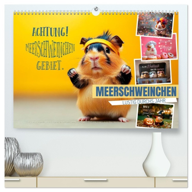 Meerschweinchen LUSTIG DURCHS JAHR (hochwertiger Premium Wandkalender 2026 DIN A2 quer), Kunstdruck in Hochglanz - Melanie Viola
