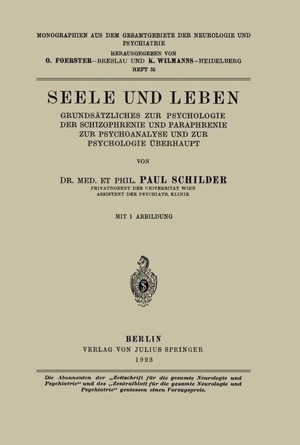 Seele und Leben - Paul Schilder