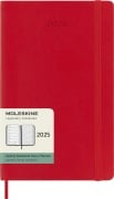 Moleskine 12 Monate Wochen Notizkalender 2025, Large/A5, 1 Wo = 1 Seite, rechts linierte Seite, Weicher Einband, Scharlachrot - 