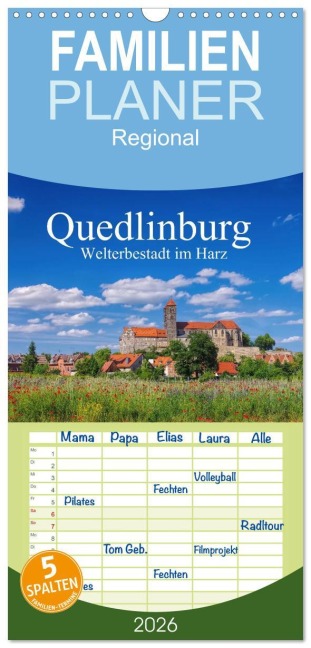 Familienplaner 2026 - Quedlinburg - Welterbestadt im Harz mit 5 Spalten (Wandkalender, 21 x 45 cm) CALVENDO - LianeM LianeM