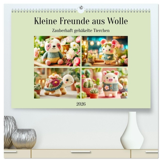 Kleine Freunde aus Wolle. Zauberhaft gehäkelte Tierchen (hochwertiger Premium Wandkalender 2026 DIN A2 quer), Kunstdruck in Hochglanz - Rose Hurley